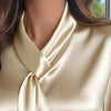 Women's Ribbon Detail Blouse, Lightweight Business Casual Shirt by FitiqueFit