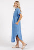 Mineral Wash V-Neck Button-Up Midi Shirt Dress – Trendy, Casual, Lived-In Look with Classic Button Details for Effortless Style by Stevvex