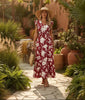 Women's V-Neck Floral Print A-Line Midi Dress – High Waist Sleeveless by FitiqueFit