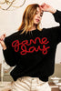 BiBi Game Day Metallic Letter Sweater by Wild and Free Boutique