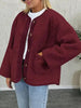 Modern Cozy Women Luxuriously Cozy Contrast Button Up Sherpa Jacket with Pockets For Fall & Winter by Stevvex