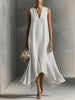 Women's Deep V-Neck Sleeveless Asymmetrical Maxi Dress – Patchwork by FitiqueFit