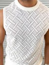 Men's Round Neck Sleeveless Eyelet Knit Top