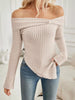 Off-Shoulder Ribbed Knit T-Shirt by Wild and Free Boutique