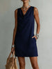 Women's Off-Shoulder Sleeveless Dress – Casual Pullover Midi Dress by FitiqueFit