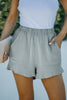 Khaki High Waist Pocketed Ruffle Shorts