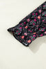 Black Contrast V Neckline Bracelet Sleeve Vintage Floral Blouse by Wild and Free Boutique