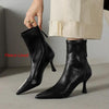 Women’s Cowhide Pointed Toe Stiletto Ankle Boots – Back Zipper High Heel Booties by FitiqueFit