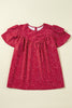 Laurel Green Spotted Print Pleated Ruffle Sleeve Blouse