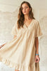 Ruffled Hem Striped V-Neck Babydoll Dress For Women – Playful, Chic, Versatile, Perfect for Casual to Semi-Formal Occasions by Stevvex