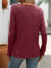 Ribbed Knit Long Sleeve Button Detail T-Shirt by Simply Love