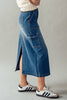 Utility Chic Midi Denim Skirt