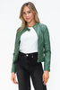 Women Classic Snobbish Faux Leather Zip-Up Drawstring Hooded Jacket Edgy & Casual PU Leather Jacket For Streetwear by Stevvex