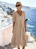 Patchwork Asymmetrical Maxi Dress – Relaxed V-Neck Style by FitiqueFit