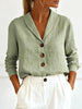 Women's Cotton-Linen Peter Pan Collar Button-Up Shirt – 6 Colors S–3XL by FitiqueFit