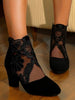 Lace-Embroidered Mesh Chunky-Heel Ankle Boots | Black & White EU 35–43 by FitiqueFit