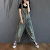 Women's Summer Retro Nostalgic Ripped Denim Overalls by FitiqueFit