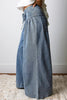 Sky Blue Stripe Button Pleated Drawstring Waist Casual Wide Leg Jeans by Wild and Free Boutique