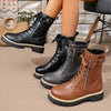Women’s Solid Color Low Heel Mid Boots — Stylish Everyday Mid Boots by FitiqueFit