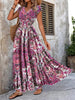 Women's V-Neck Floral Print A-Line Midi Dress – High Waist Sleeveless by FitiqueFit