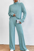 Mock Neck Dropped Shoulder Top and Pants Set