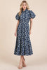 Natural Leaf Pattern Eyelet Lace Puff Sleeve Dress For Women – Elegant and Feminine Eyelet Lace Dress with Puff Sleeves by Stevvex