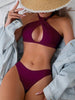 Bikini Criss Cross Neck 2 Piece High Cut Flattering Swimsuit for Women – Elegant Solid Color Bikini Set with Stretchy Cross Strap Detailing – Comfortable and Stylish Swimwear for Poolside Lounging Beach Days & Summer Vacations by Stevvex