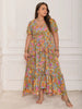 Plus Size Printed V-Neck Short Sleeve Maxi Dress Elegant & Flowy Summer Dress For Girls by Stevvex