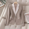 Women’s Contrasting Color Blazer – Elegant Button Formal Jacket by FitiqueFit