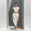 Women's Chinese-Style Satin Short-Sleeve Top & Pants Set by FitiqueFit