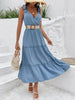 Tie Shoulder Smocked Waist Sleeveless Tiered Dress