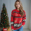 Women’s Red Deer Christmas Sweater | Jacquard Knit Long Sleeve Pullover by FitiqueFit