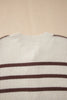 Brown Stripe Ribbed Henley Drop Shoulder Slouchy Sweater by Wild and Free Boutique
