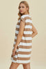 Full Size Striped Round Neck Cap Sleeve Mini Dress For Women – Striped Mini Dress, Full-Size Round Neck Dress, Comfortable Cap Sleeve Dress, Chic Striped Dress, Flattering Mini Dress, Casual Everyday Dress, Versatile Striped Dress by Stevvex