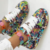 Round-Toe Thick-Sole Lace-Up Sneakers — Women’s Casual Print Shoes by FitiqueFit