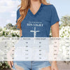 Women's V-Neck T-Shirt Geometric Cross Casual Summer Short Sleeve Top by FitiqueFit