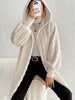 Beige Long Winter Open Front Long Sleeve Fuzzy Hooded Jacket Cozy & Stylish Outerwear by Stevvex