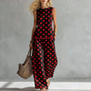 Women's Sleeveless Printed Tank Top & Wide-Leg Pants Two-Piece Set by FitiqueFit