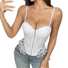 Solid-color Patchwork Lace Fishbone Tank Top by My Store