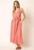 Cross Back Belted V Neck Tank Maxi Dress for Women – Flattering, Chic and Elegant Event Style by Stevvex