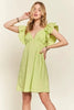 Smocked Back Ruffled Cap Sleeve Babydoll Dress For Summer – Feminine, Flattering, Comfortable, Playful Charm by Stevvex