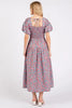 New Summer Smocked Floral Square Neck Puff Sleeve Midi Dress – Vintage-Inspired, Feminine, Trendy, Romantic, and Flattering Fit by Stevvex