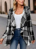 Elegant Plaid Open Front Long Sleeve Jacket Stylish & Cozy Lightweight Breathable Outerwear by Stevvex
