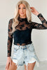 Apricot Pink Mock Neck Floral Lace Mesh Long Sleeve Top by Wild and Free Boutique
