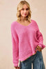 BiBi V-Neck Sweater with Colorful Trim by FitiqueFit