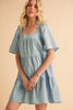 New Summer Square Neck Half Sleeve Tiered Dress For Women, Flattering, Chic, Comfortable and Versatile for Any Occasion by Stevvex