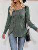 Ribbed Knit Slit Long Sleeve T-Shirt by Simply Love