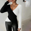 Women's Elegant V-Neck Cross Front Sweater by FitiqueFit