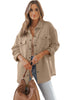 Solid Textured Flap Pocket Buttoned Shacket