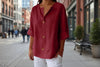 Women's V-Neck Buttoned Blouse by FitiqueFit